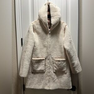 SUNCOO of Paris Women's Cream Hooded Coat NWT T3 (L)